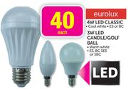 Eurolux 3W LED Candle/Golf Ball-Each
