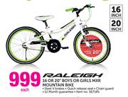 Raleigh 16 Or 20" Boys Or Girls MXR Mountain Bike-Each