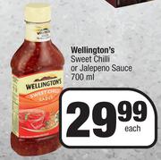 Wellington's Sweet Chilli Or Jalepeno Sauce-700ml Each