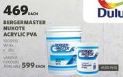 Berger Master Nukote Acrylic PVA (White)-20L Each