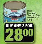Spar Light Meat Shredded Tuna In Water Or Oil-2 x 170g