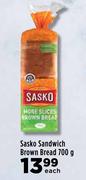 Sasko Sandwich Brown Bread-700g Each