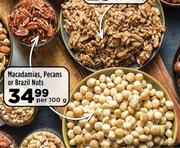 Macadamias, Pecans Or Brazil Nuts-Per 100g