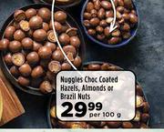 Nuggles Choc Coated Hazels, Almonds Or Brazil Nuts-Per 100g