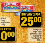 Lucky Star Light Meat Shredded Tuna In Water Or Vegetable Oil-2 x 170g