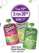 Squish 100% Fruit Puree Pouches Assorted-For 1 x 110ml