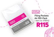 Simple Choice Filing Pockets A4-100 Per Pack