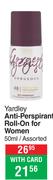 Yardley Anti-Perspirant Roll-On For Women Assorted-50ml
