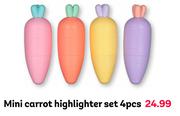 0Mini Carrot Highlighter Set 4 Pcs