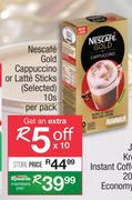 Nescafe Gold Cappuccino Or Latte Sticks-10s Per Pack