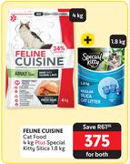 Feline Cuisine Cat Food 4Kg Plus Special Kitty Silica 1.8Kg-Both For