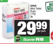Spar Mini Toilet Rolls 1 Ply-9s Per Pack