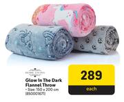 Home Living Glow In The Dark Flannel Throw-Each