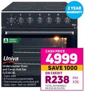 Univa Undercounter Oven And Ceran Hob Set (U336CB)