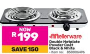Mellerware Double Hotplate Powder Coat Black & White