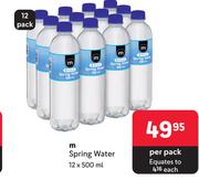 M Spring Water 12 x 500ml-Per Pack