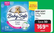 Baby Soft 2 Ply Toilet Tissue-24's Pack Each