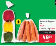 Rainbow Peppers 3's Pack + Plus Free Carrot 1kg