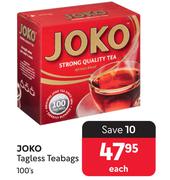 Joko Tagless Teabags-100's Pack Each