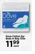 Dove Cotton Ear Buds in Bag-100s Each