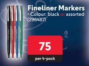 Pilot Fineliner Markers-Per 4 Pack