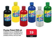 Bantex Poster Paint Yellow, Blue, Green, Black, White, Red-250ml Each