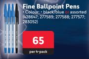 Pilot Fine Ballpoint Pens-Per 4 Pack