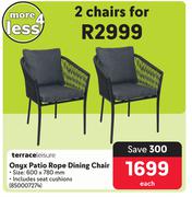 Terrace Leisure Onyx Patio Rope Dining Chair-For 2