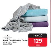 Home Living Plush Coral Flannel Throw-Each