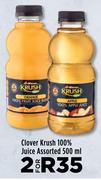 Clover Krush 100% Juice Assorted-For 2 x 500ml