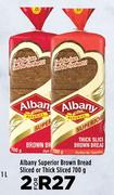 Albany Superior Brown Bread Sliced Or Thick Sliced-For 2 x 700g