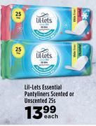 Lil-Lets Essential Pantyliners Scented Or Unscented-25s Each