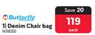 Butterfly Denim Chair Bag 43820-Each