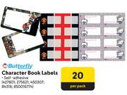 Butterfly Self-Adhesive Character Book Labels-Per Pack