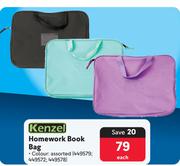 Kenzel Homework Book Bag-Each