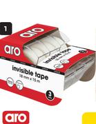 Aro 3-Pack Invisible Tape + Dispenser 96579-Per Pack