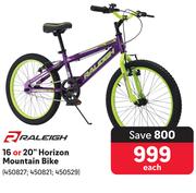 Raleigh 16" Or 20" Horizon Mountain Bike-Each