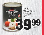 Spar Whole Pitted Lychees-565g Each