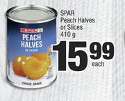 Spar Peach Halves Or Slices-410g Each