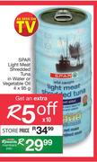 Spar Light Meat Shredded Tuna In Water Or Vegetable Oil-4x95g