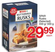 Spar Rusks (Selected)-450g/500g Each
