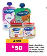 Purity 2nd Baby Foods Jar 125ml Or Puree Pouch 110ml Assorted-For 4