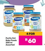 Purity 3rd Baby Foods Assorted-For 4 x 200ml