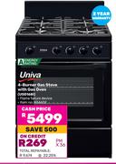Univa 4-Burner Gas Stove With Gas Oven UG016BI