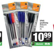 Spar Good Living Ballpoint Pens-3s Each