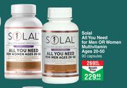Solal All You Need For Men Or Women Multivitamin Ages 20-50 90 Capsules-Each