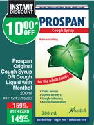 Prospan Original Cough Syrup Or Cough Liquid With Menthol-200ml Each