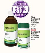 Tibb Septogard Natural Antibiotic Syrup 200ml Plus Septogard Natural Antibiotic 60 Tablets-Both For