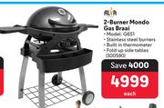 Alva 2-Burner Mondo Gas Braai 300590-Each