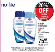 Nulite Silver Shampoo Or Conditioner-200ml Each